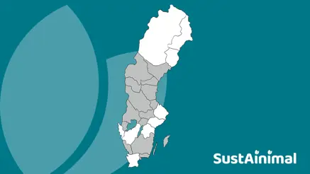 Sverigekarta med SustAinimals fyra noder markerade.
