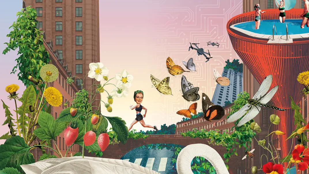 Illustration of city, by Sofia Scheutz