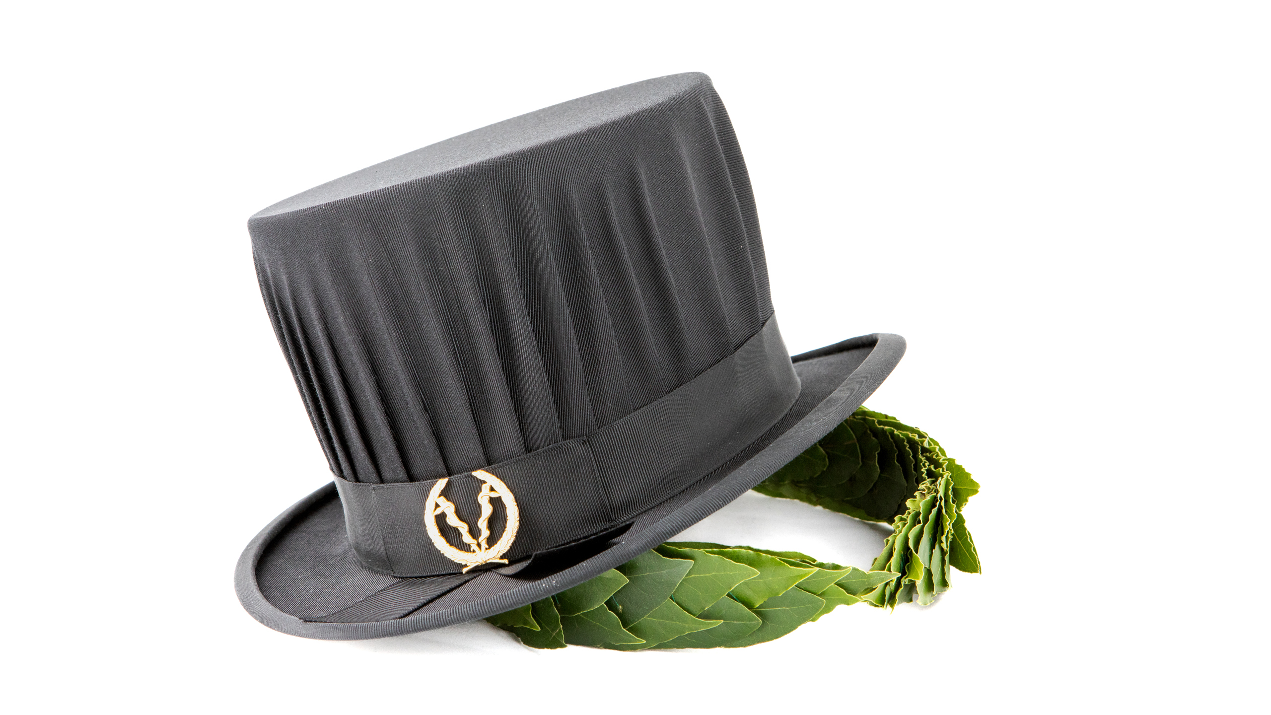 A doctoral hat and a wreath