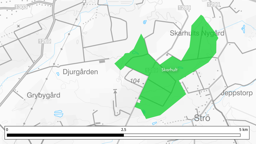 Map showing the extent of Skarhult experimental forest
