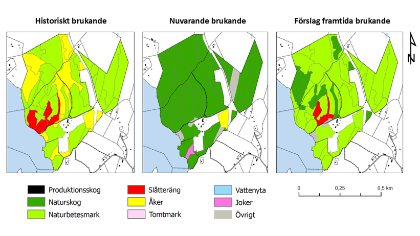 Kartor av historisk och nutida markanvändning.