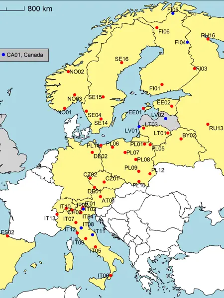 Map showing stations location.