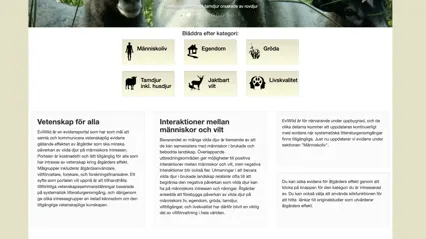 Bilden visar ingångssidan för Eviwild.