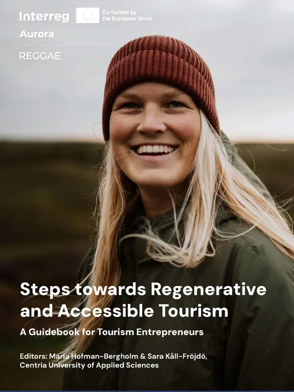 Cover of the guidebook Steps towards Regenerative and Accessible Tourism, a guide for tourism entrepreneurs within the REGGAE project.