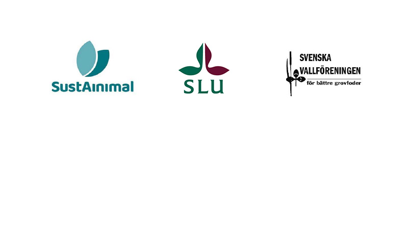 Loggor för SustAinimal, SLU och Svenska vallföreningen.