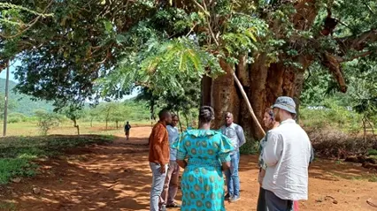 A few persons in a community in Tanzania are discussing.