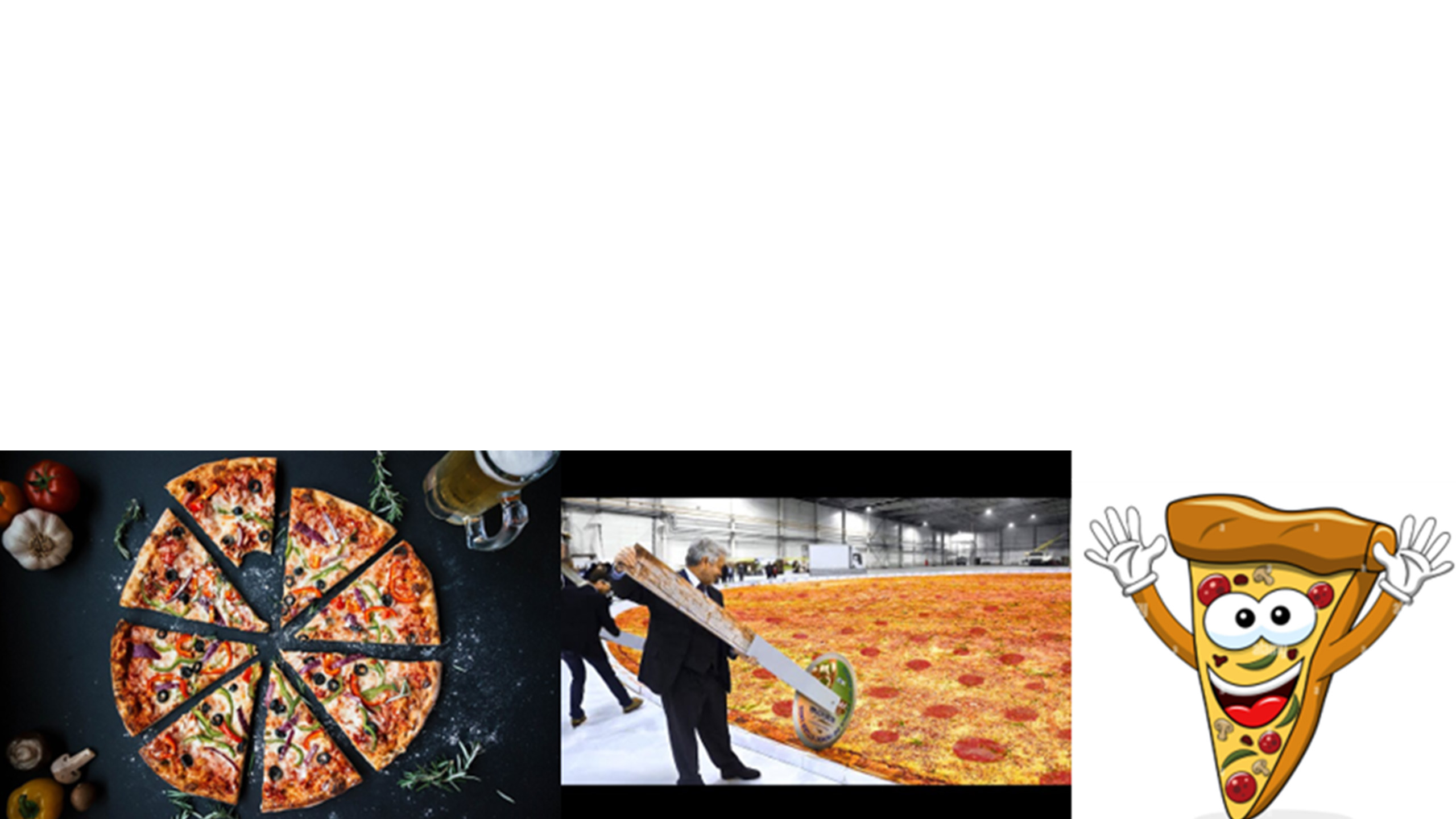 Kollage med tre bilder på pizza.