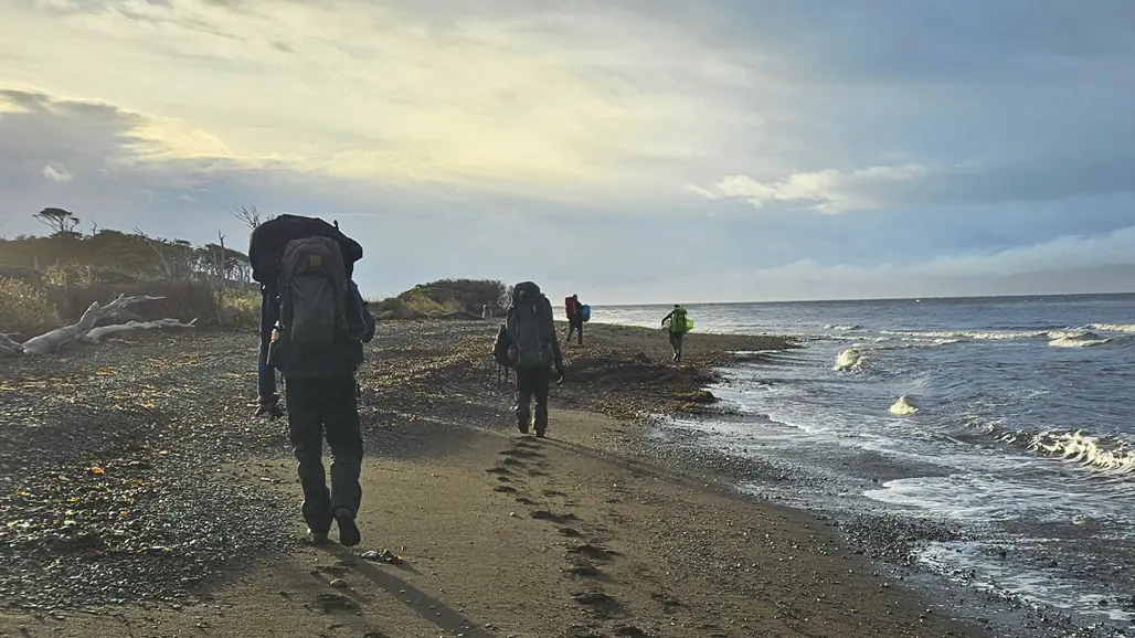 Vandring längs stranden vid Punta Arenas