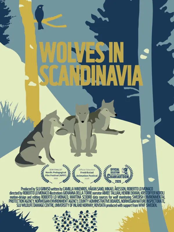 Poster with animated wolves.