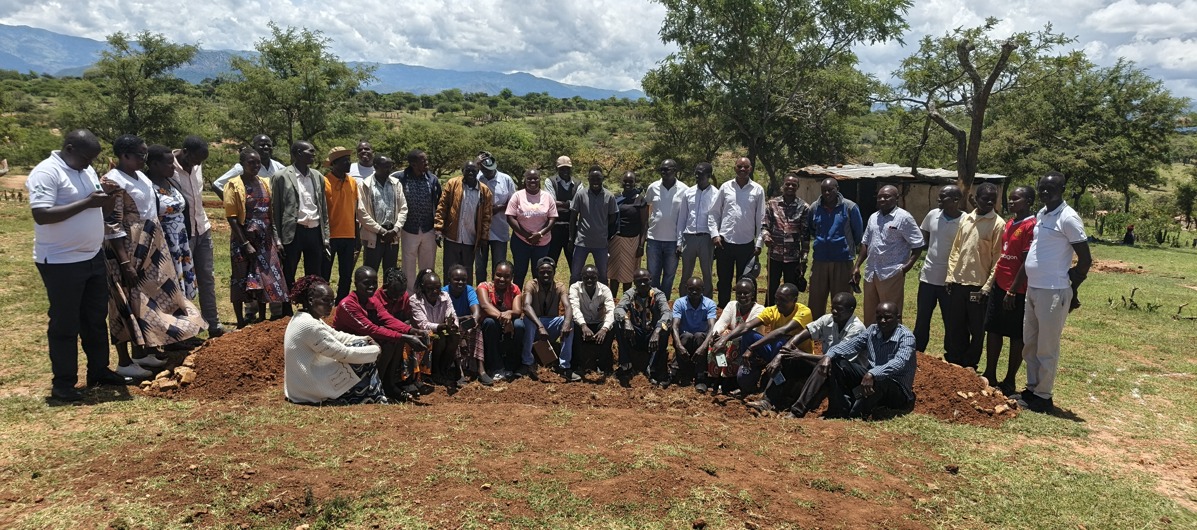Community facilitators, field liaisons, and project partners participating in the rangeland restoration training of trainers in Chepareria, West Pokot County, Kenya. Photo: F. Ndungu