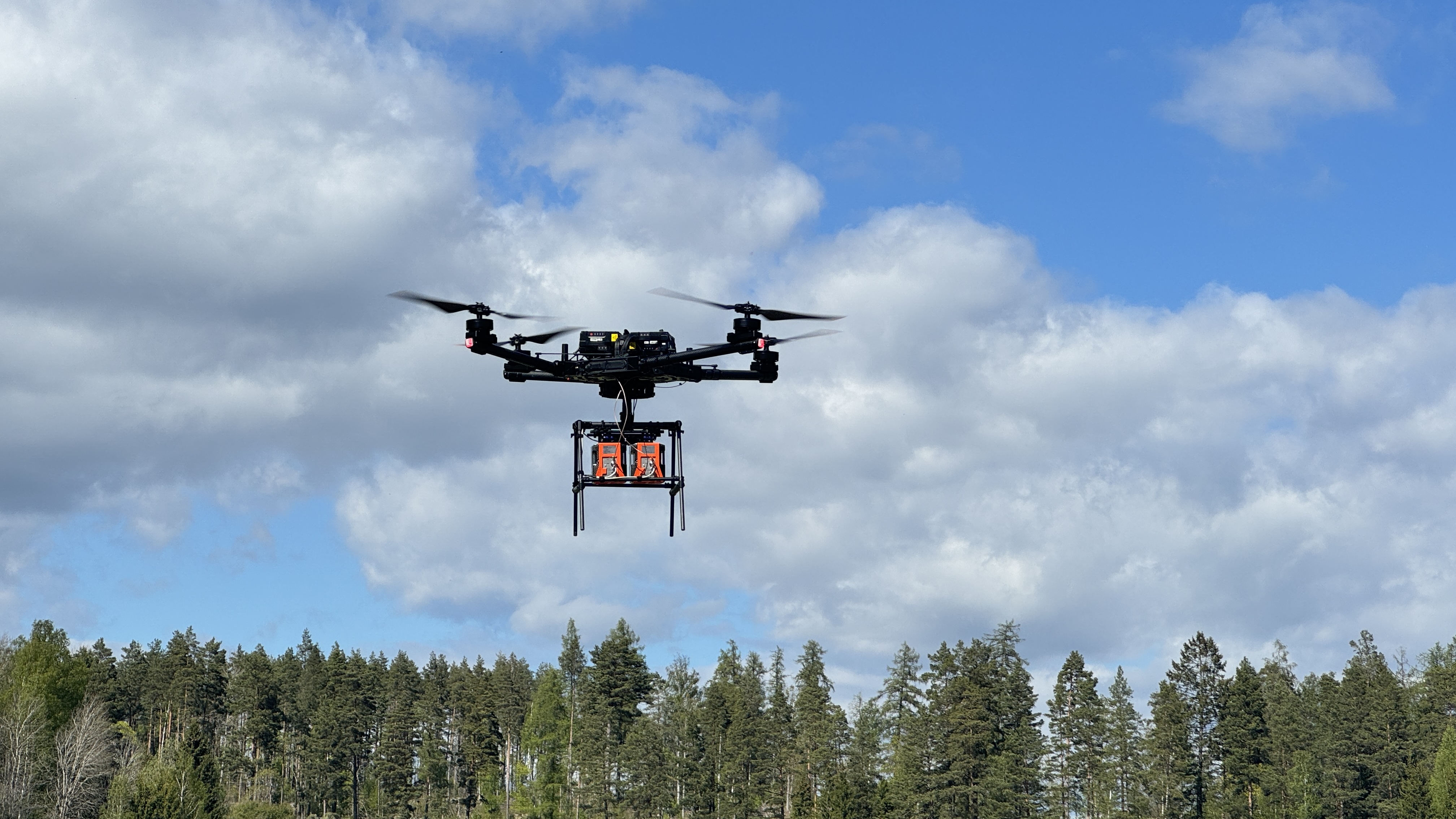 Drone with hyperspectral camera. Photo. 