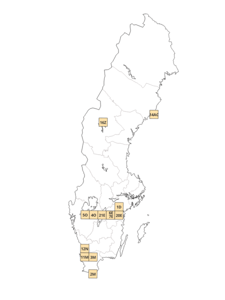 Map over observational fields on arable soil
