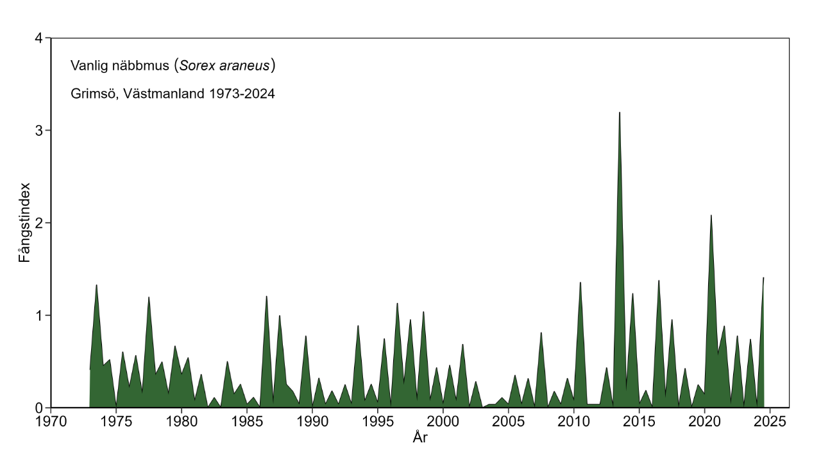 Diagram över antal fångade näbbmöss