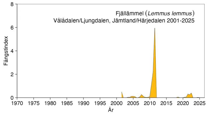 Diagram över antalet fångade fjällämlar.