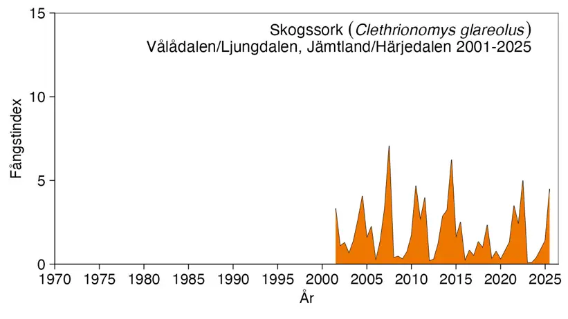 Diagram över antalet fångade skogssorkar.