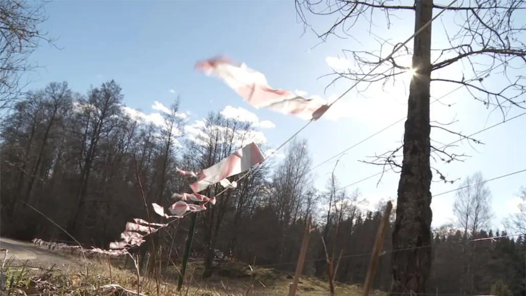 Ett lapptyg mot varg fladdrar i vinden