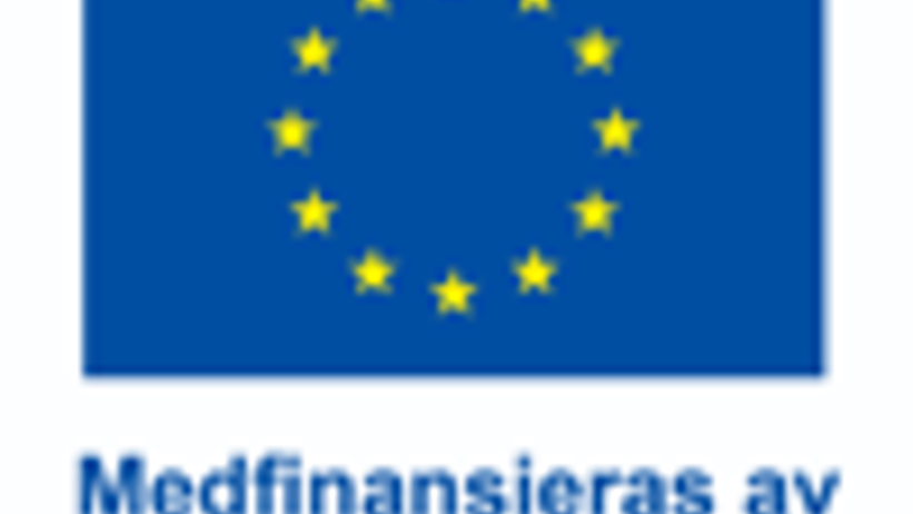 EU-logotyp med texten Medfinansiering av Europeiska unionen. Bild.