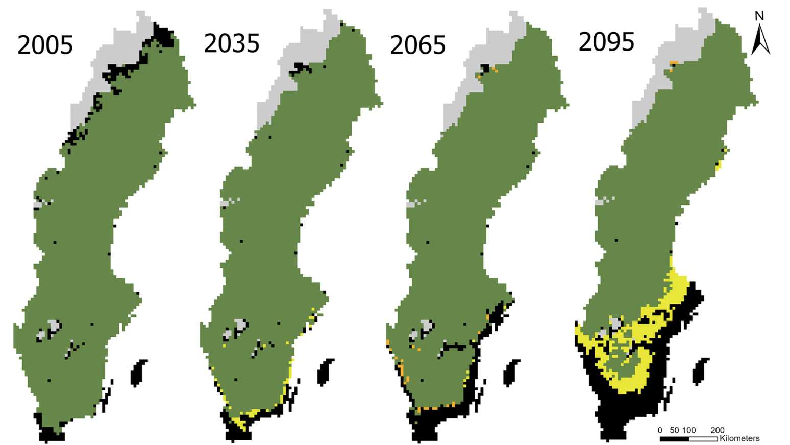 four maps of Sweden