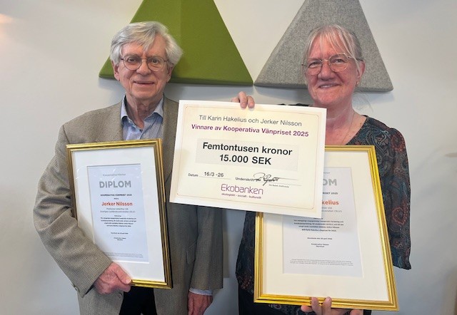Jerker Nilsson & Karin Hakelius at the award ceremony for the Cooperative Friends Prize 2025