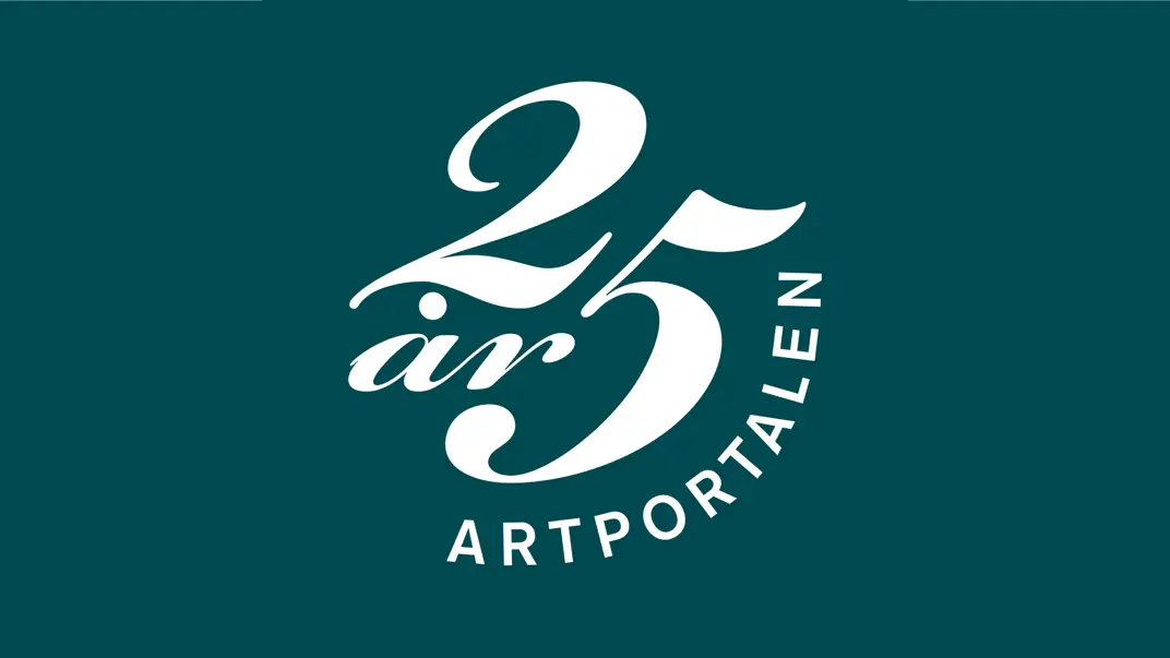 Vit text Artportalen 25 år, blå bakgrund.