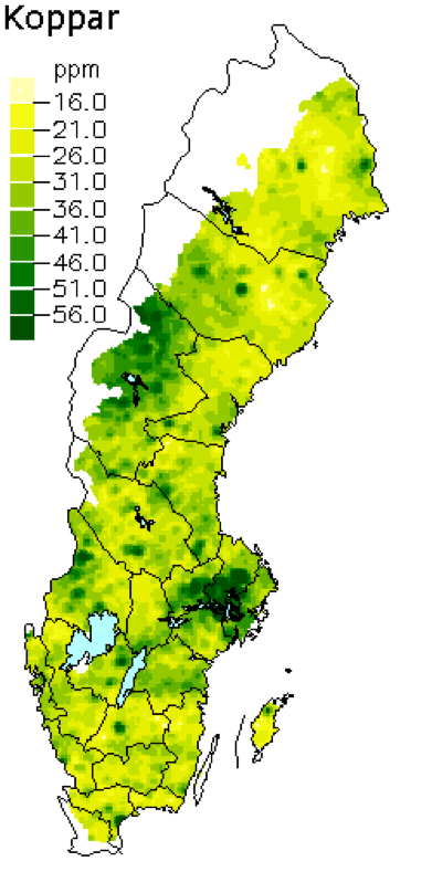 Medelhalter av koppar