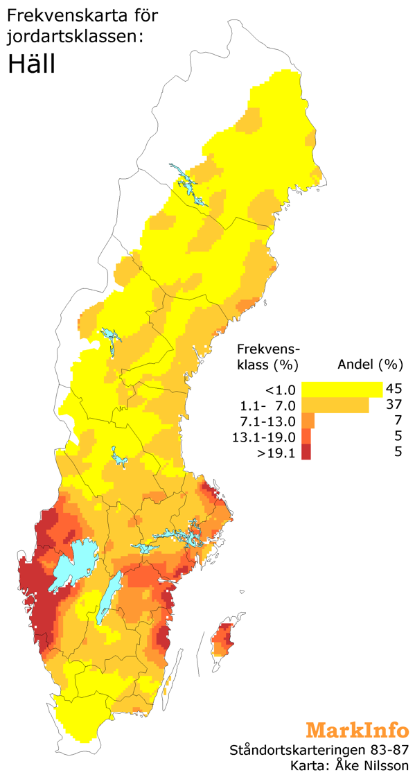 En Sverigekarta med markeringar i olika färger, illustration.