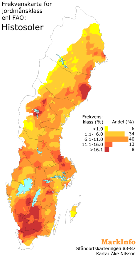 En Sverigekarta med markeringar i olika färger, illustration.