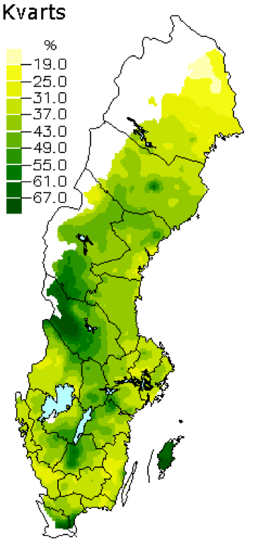 En Sverigekarta med markeringar i olika färger, illustration.