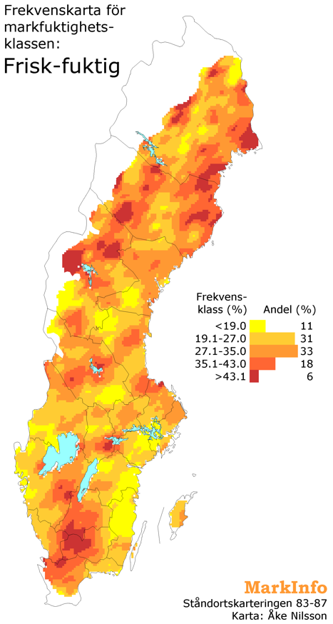 En Sverigekarta med markeringar i olika färger, illustration.