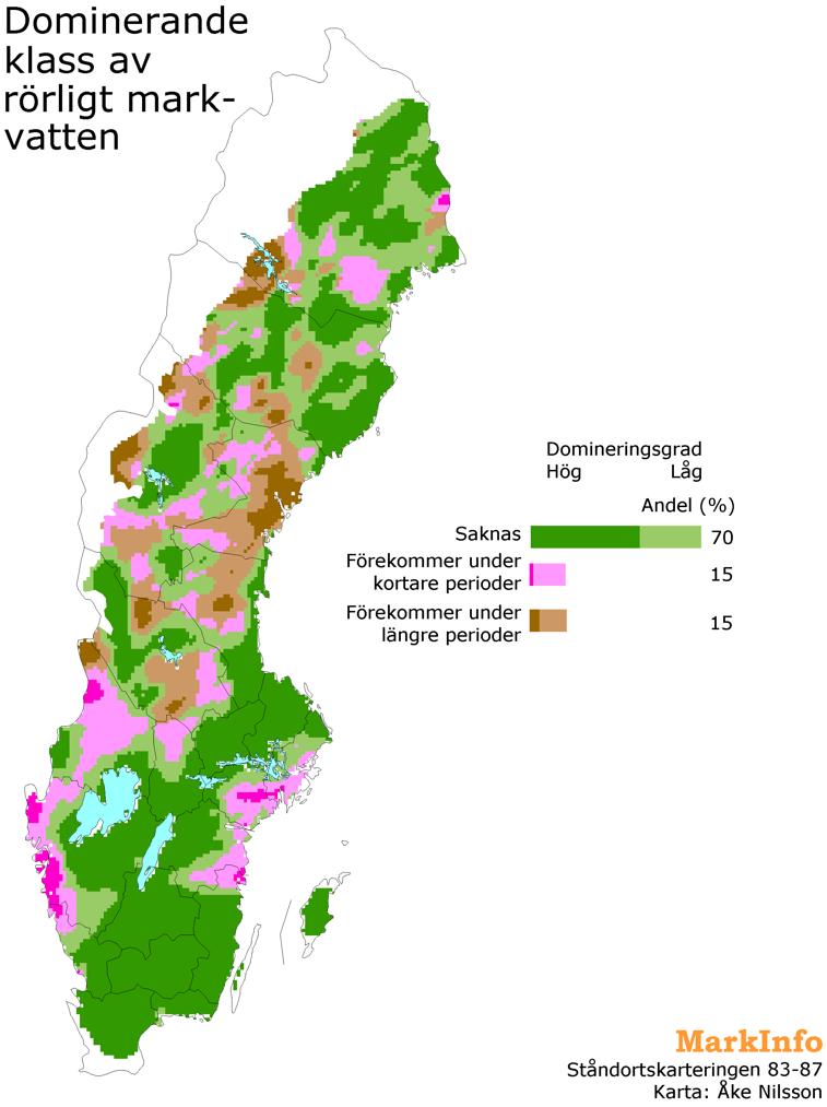 En Sverigekarta med markeringar i olika färger, illustration.