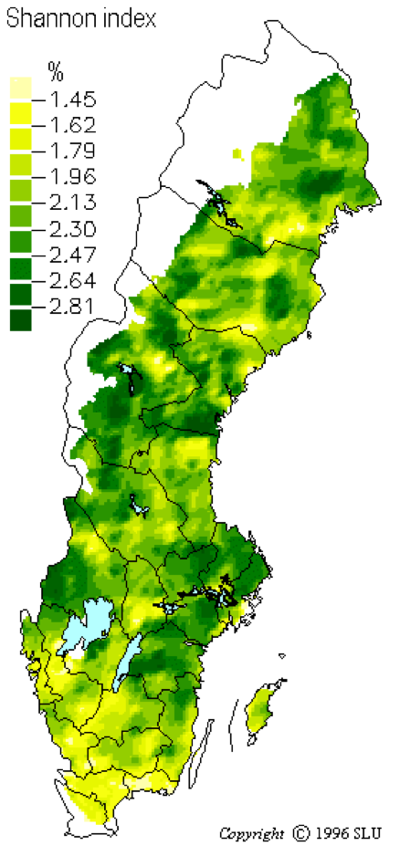 En Sverigekarta med markeringar i olika färger, illustration.