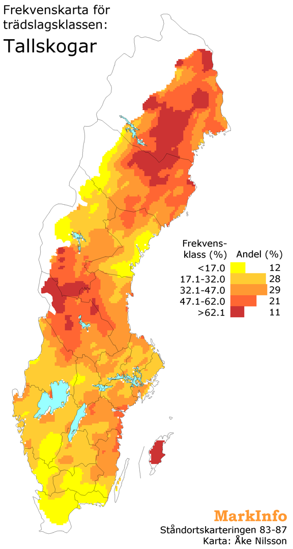 En Sverigekarta med markeringar i olika färger, illustration.