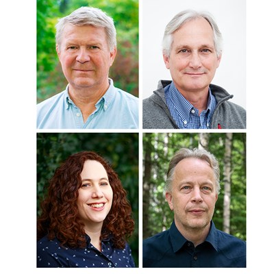 Portraits of the promotors of this year's doctoral degree ceremony: Ulf Magnusson, Richard Johnson, Laura Grenville-Briggs Didymus and Göran Ericsson.