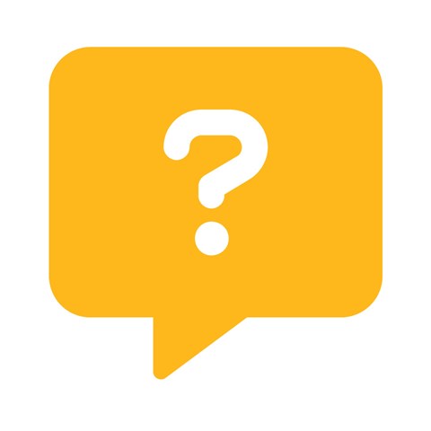 A orange messege icon with a question mark