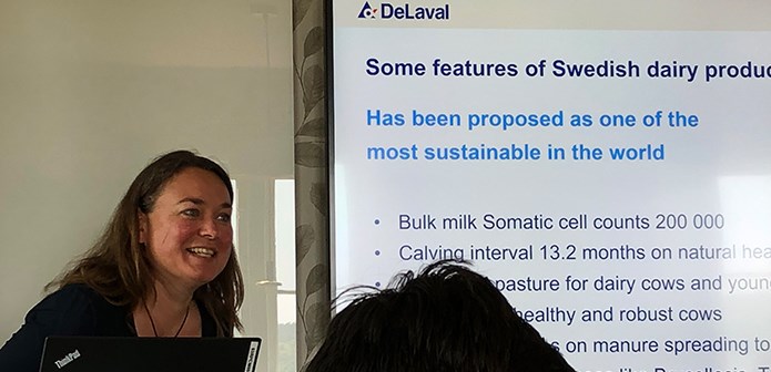 Ilka Klaas, projekthandledare från DeLaval, pratar om hållbar mjölkproduktion och vilken forskning som behövs.