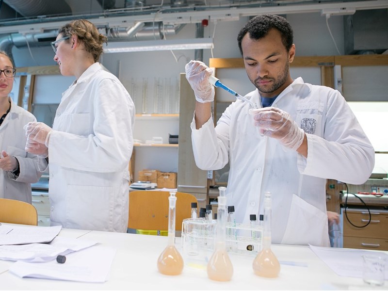 Studenter i ett lab