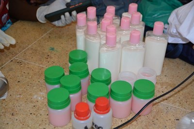 Bottles with milk
