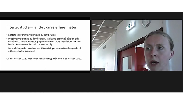 Skärmdump från seminariet med ppt-presentation samt bild av presntatören.
