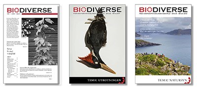 tre nummer av Biodiverse från olika tider