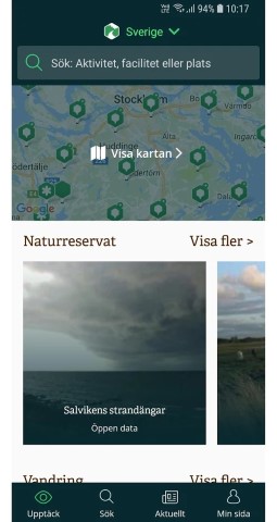 Skärmbild från Naturkartan