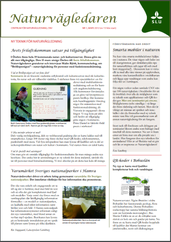 Nyhetsbrevet Naturvägledaren från 2012 med tema natur och teknik