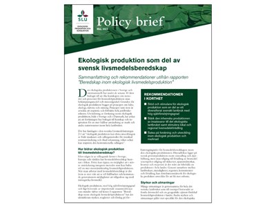 Framsida av policy brief om livsmedelsberedskap