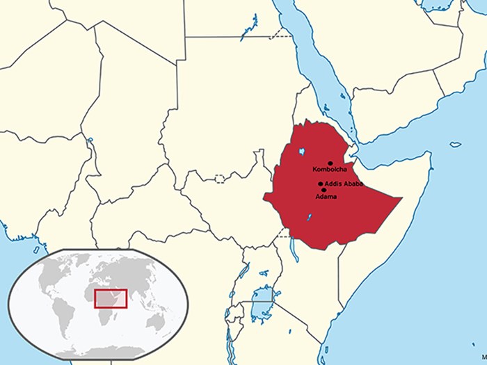 Map of Ethiopia.