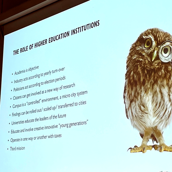 Image of a powerpoint slide with text and an owl.
