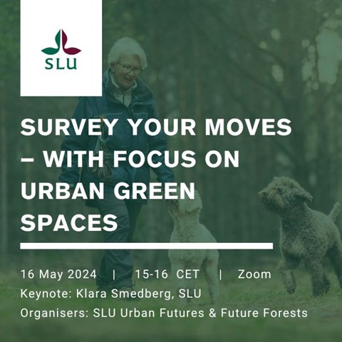 Text on image: Survey your moves – with focus on urban green spaces.