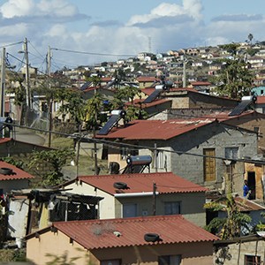 View over roof tops in a poor area in South Africa.