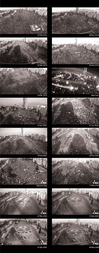 The sequence shows the scene every two weeks, from October 2019 to the date. T