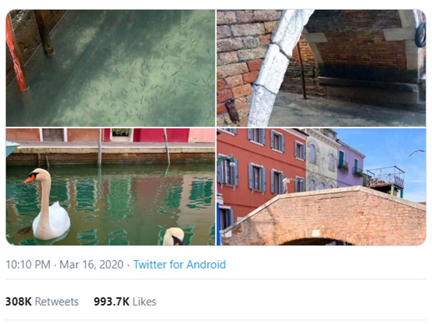 Fake news tweet from Venice.