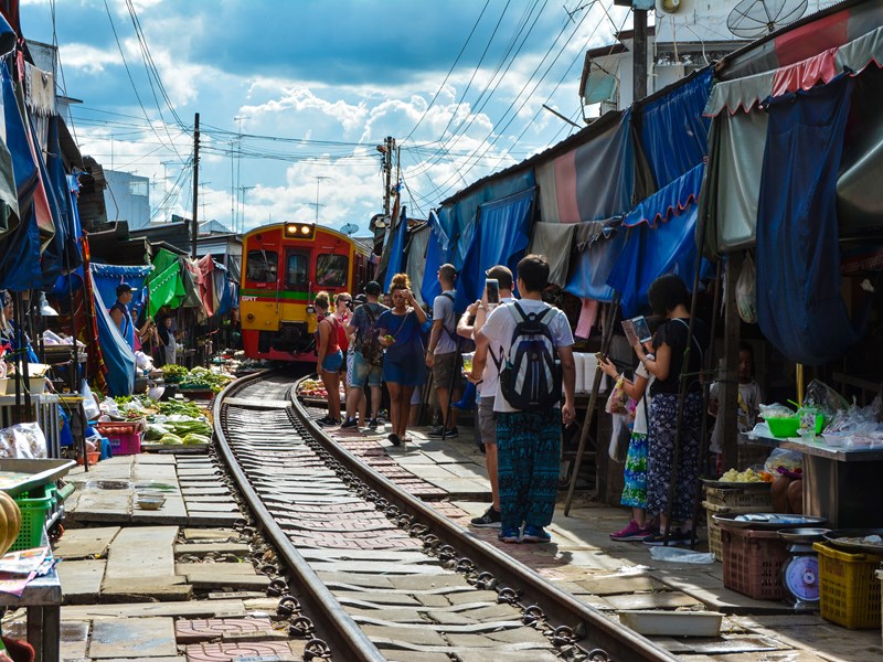 railway through market