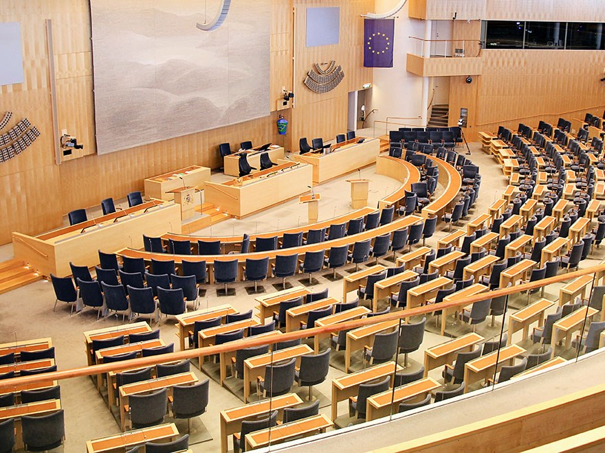 Riksdagens plenisal, foto.